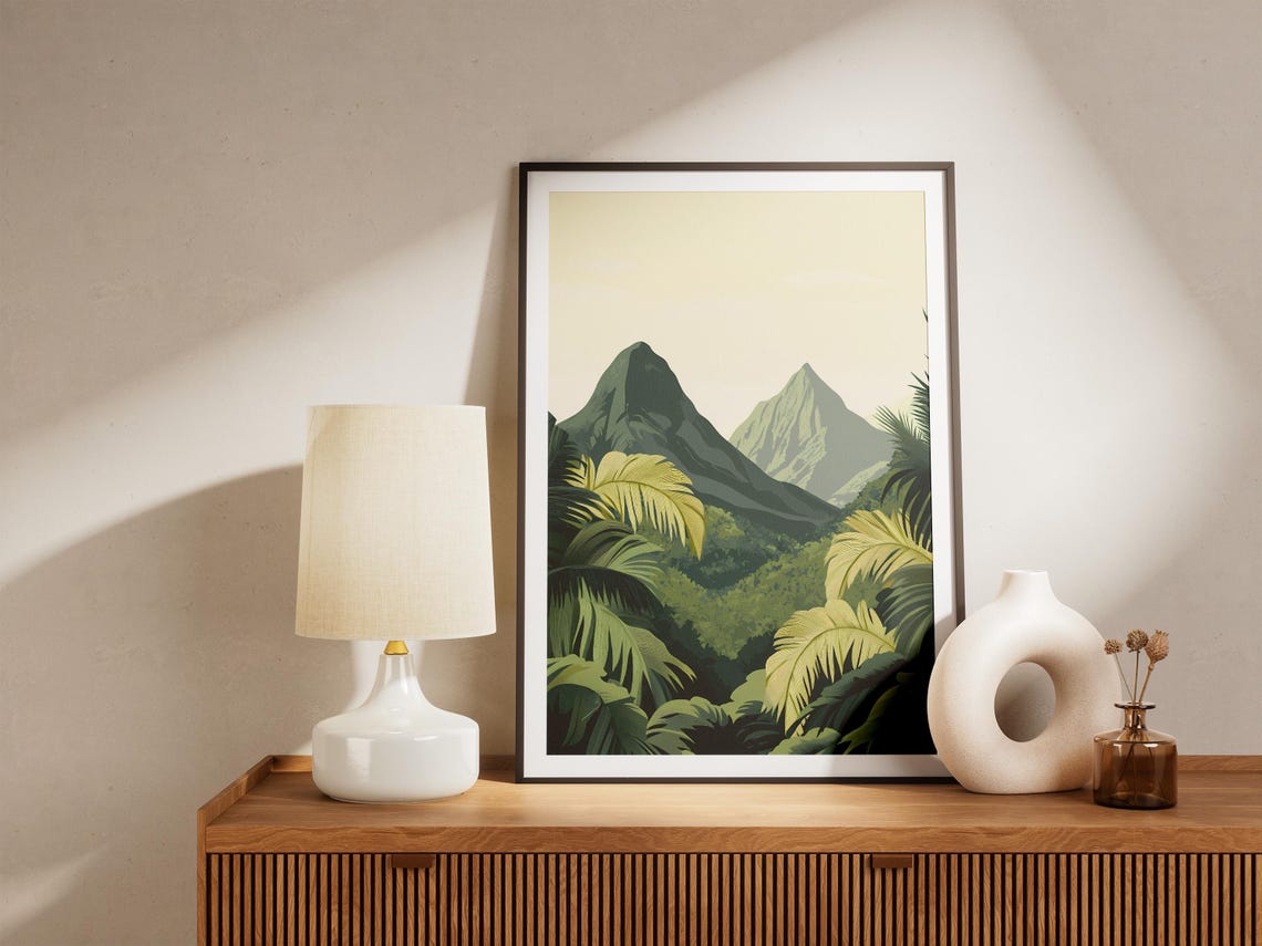 Morne Trois Pitons Dominica Twin Volcanic Peaks Jungle Poster - Image 5