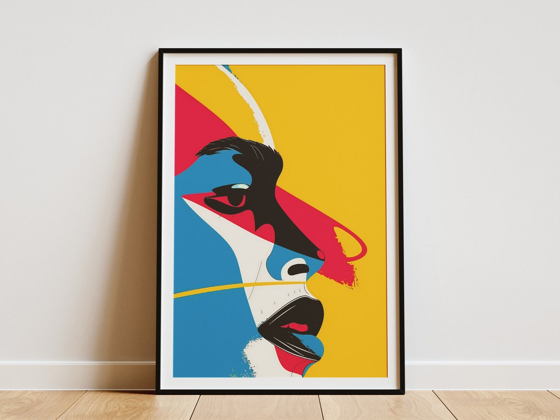 Bold Abstract Face In Profile Colorful Modern Portrait Art Poster