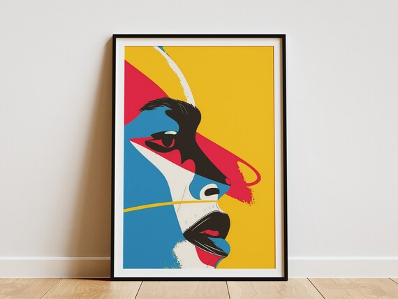 Bold Abstract Face In Profile Colorful Modern Portrait Art Poster