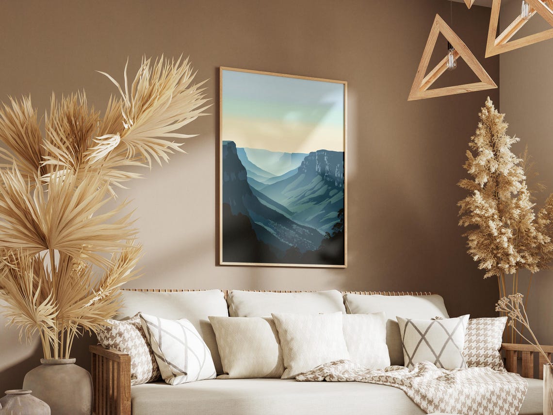 Australia Blue Mountains Misty Blue Layered Sandstone Cliffs Poster - Image 3