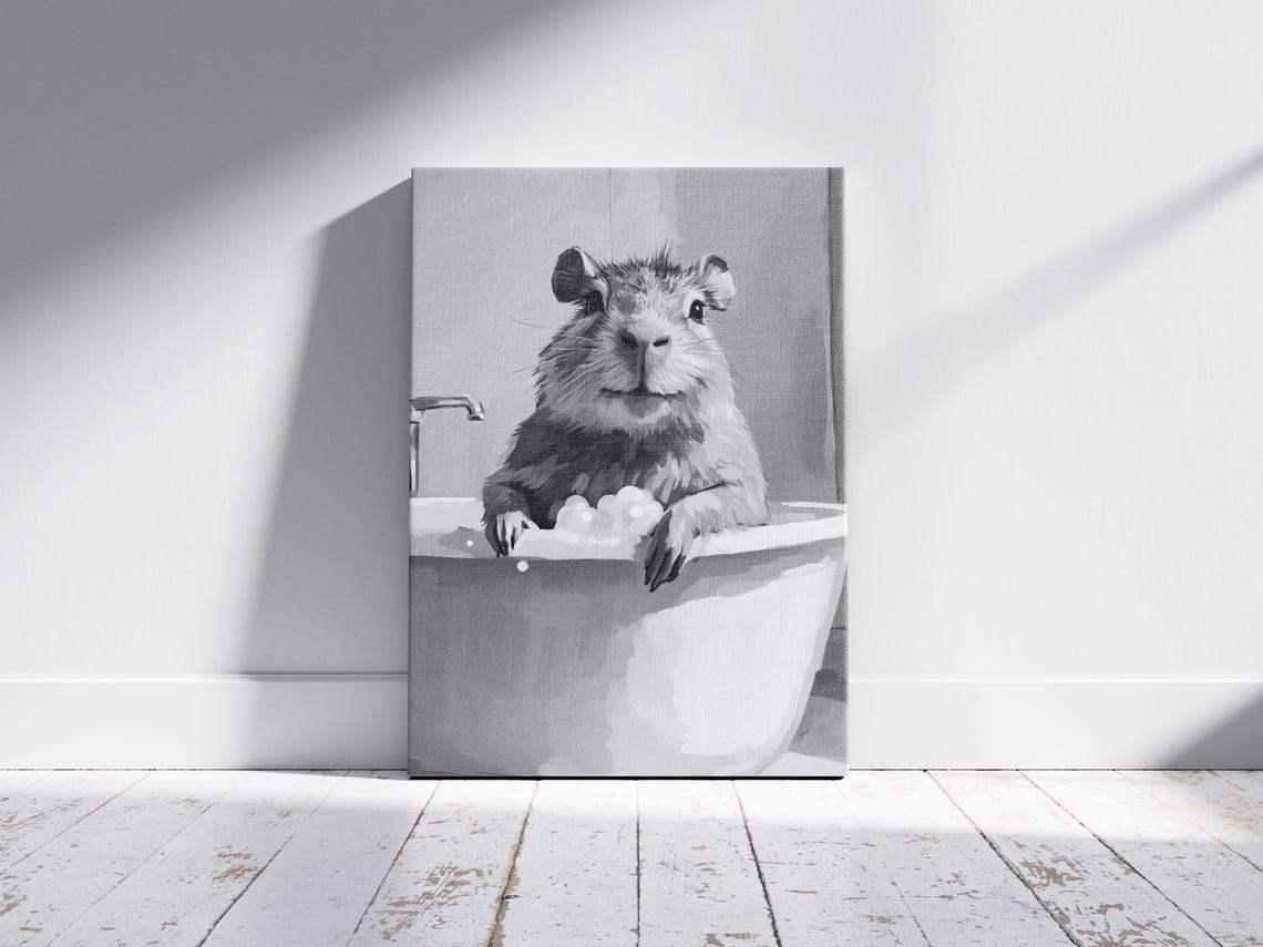 Capybara Bathtub Bubble Bath Poster Print Funny Bathroom Wall Art Cute Animal Minimalist Home Decor Lover Gift - Image 2