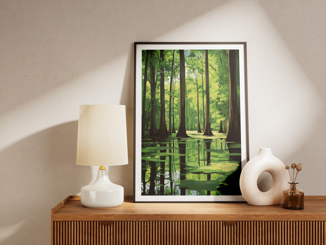 Congaree National Park South Carolina Swamp Cypress Reflection Poster - Image 4