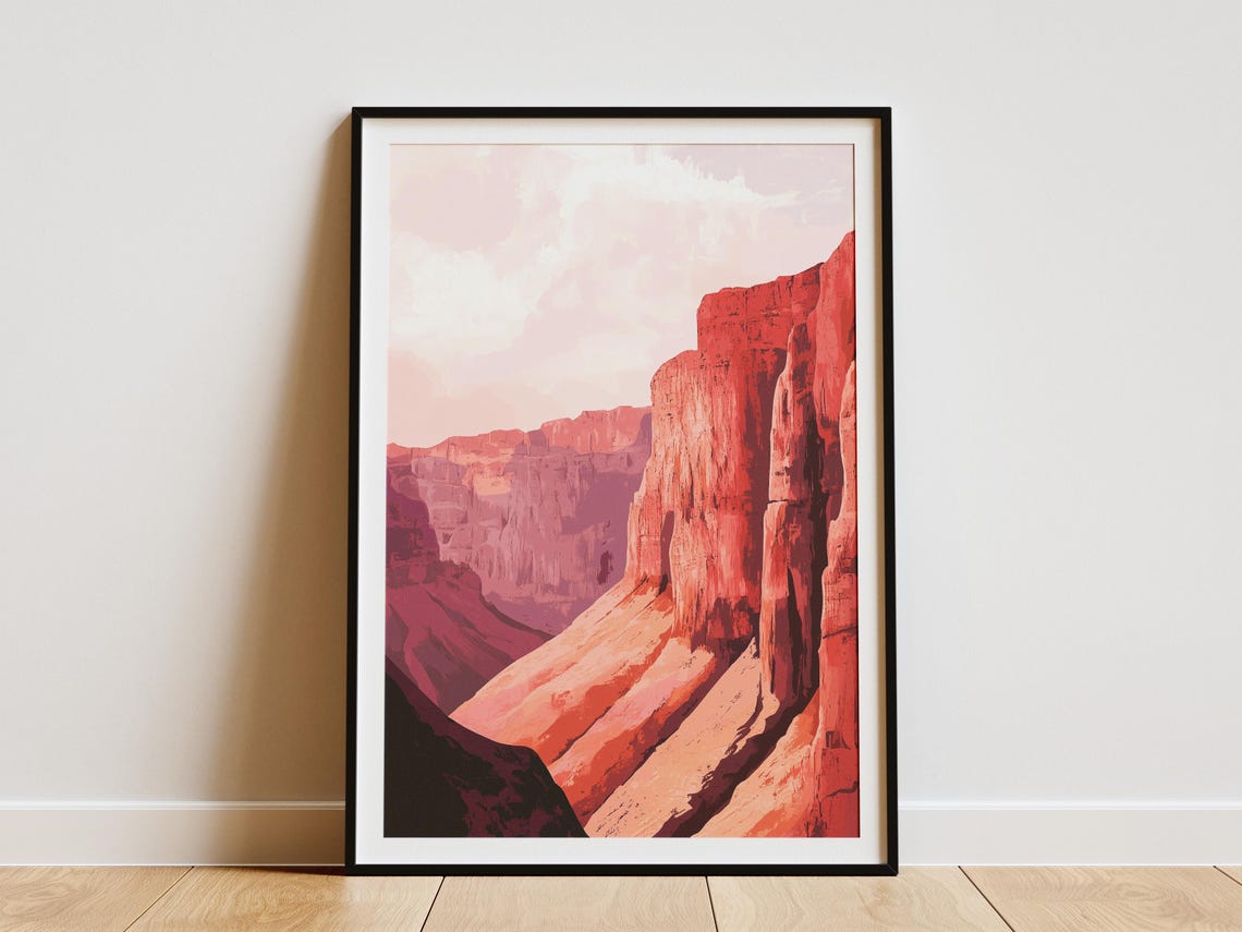 Red Rock Canyon Walls Glowing In Soft Pink Light Desert Poster