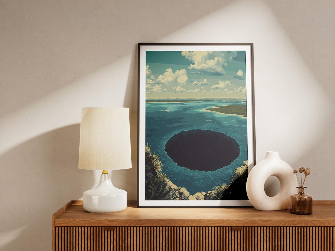 Belize Great Blue Hole Aerial View Ocean Sinkhole Travel Poster - Image 5