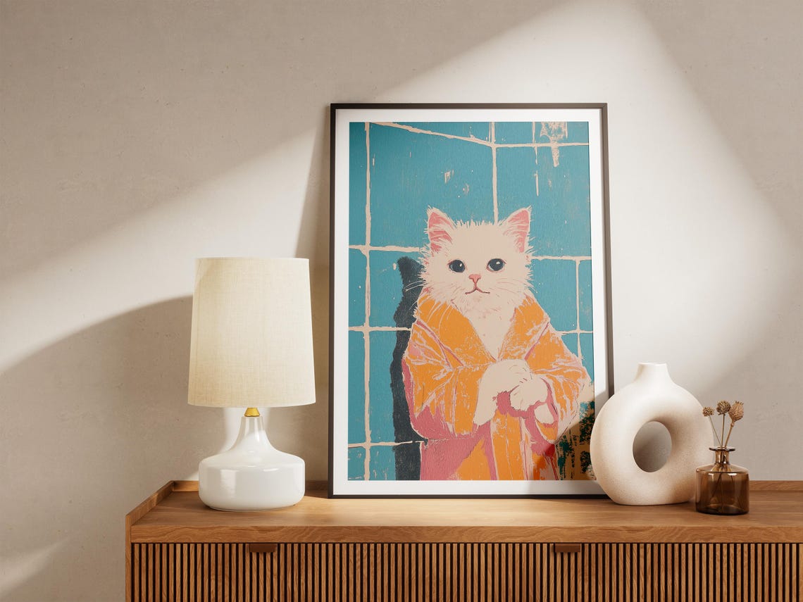 Ragdoll Kitten Art Print Baby Animal Bathrobe Bathroom Poster Cute Cat Wall Decor Funny Pet Lover Gift - Image 4