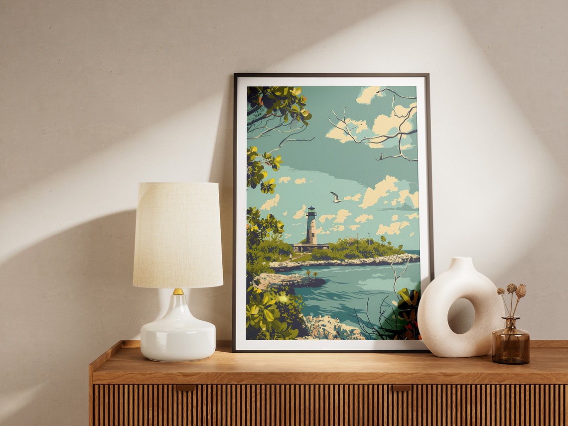 Biscayne National Park Lighthouse Tropical Island Vintage Poster - Image 2