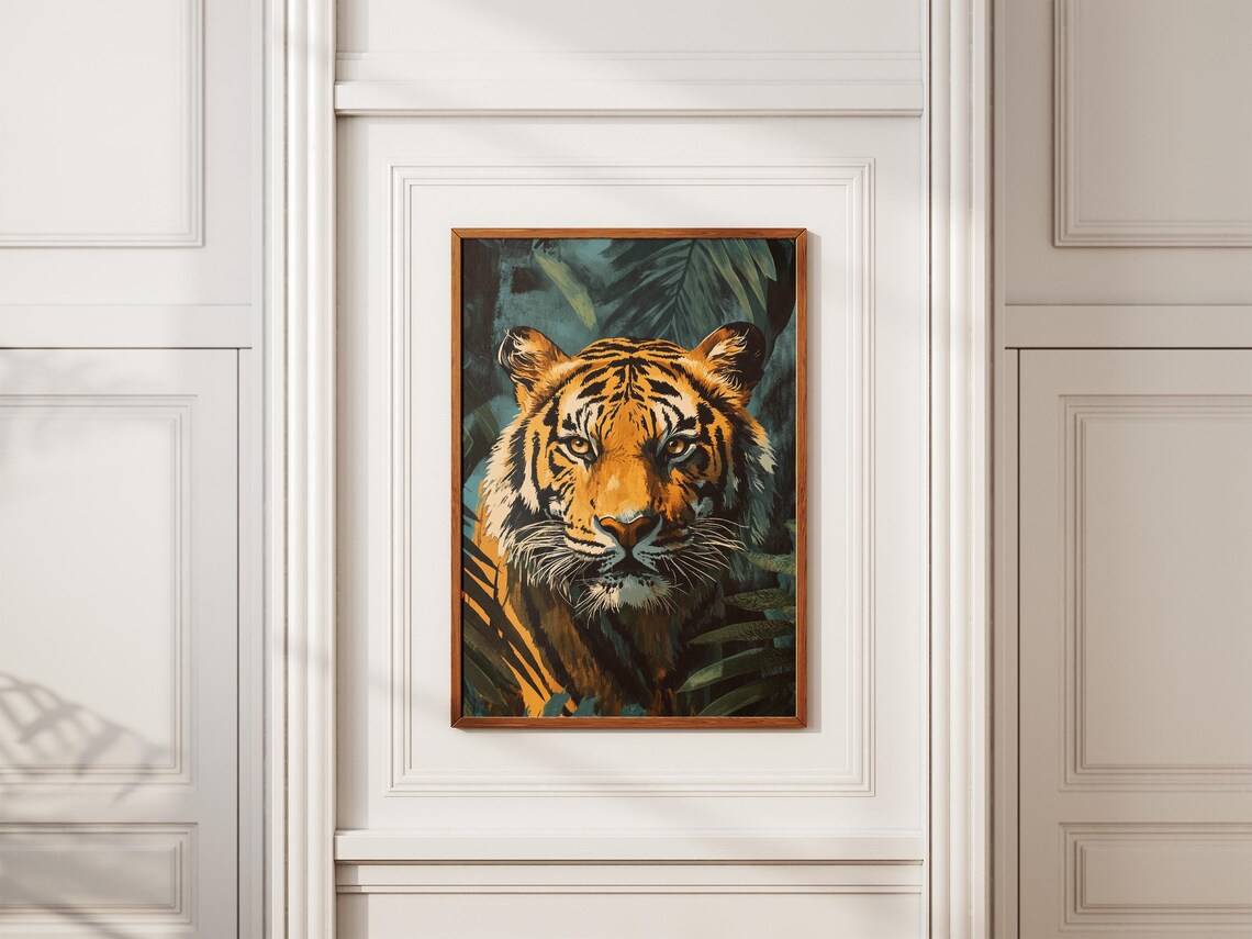 Majestic Tiger Face Jungle Wildlife Big Cat Portrait Art Poster - Image 2