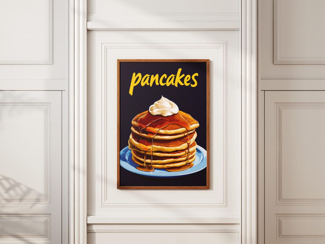 Buttermilk Pancakes With Syrup and Whipped Cream Retro Food Poster - Image 2