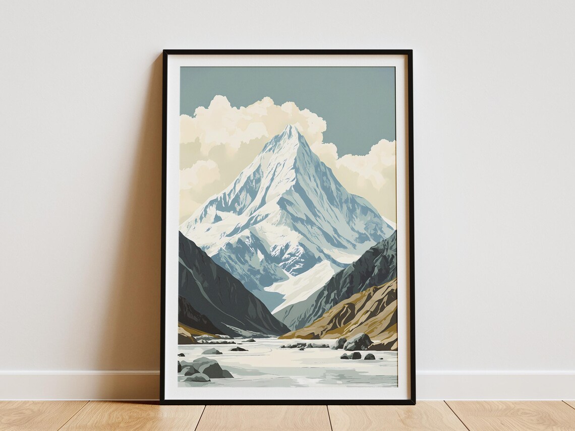 K2 Mountain Pyramid Summit Above Rocky Valley Pakistan Poster