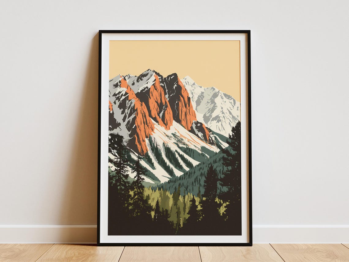 Pirin National Park Snow Streaked Peaks Orange Rock Faces Poster