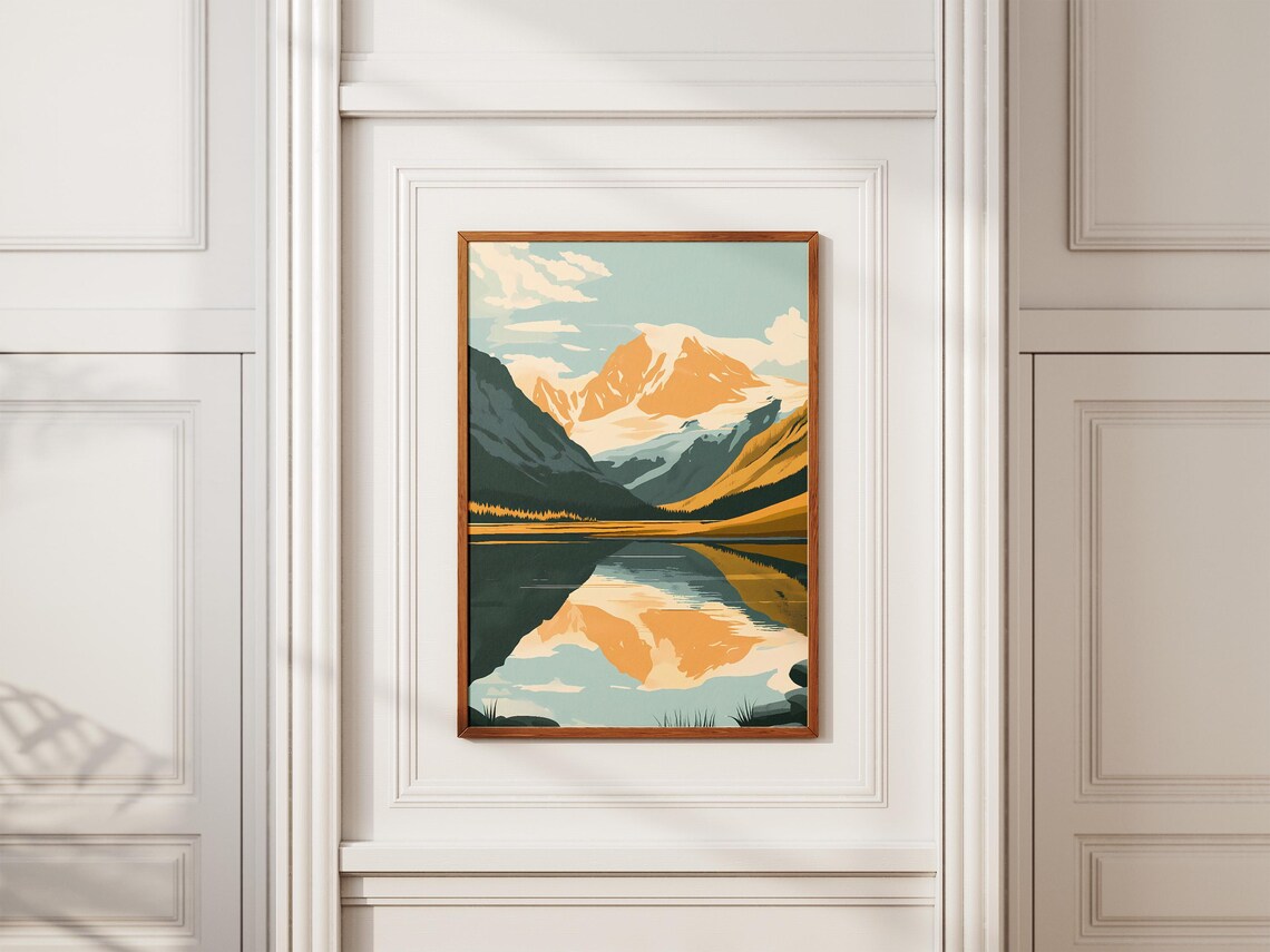 Swiss Alps Jungfraualetsch Switzerland Poster Print Landscape Lake Mountain Art Travel Poster Swiss Nature Illustration Wall Decor Home - Image 2