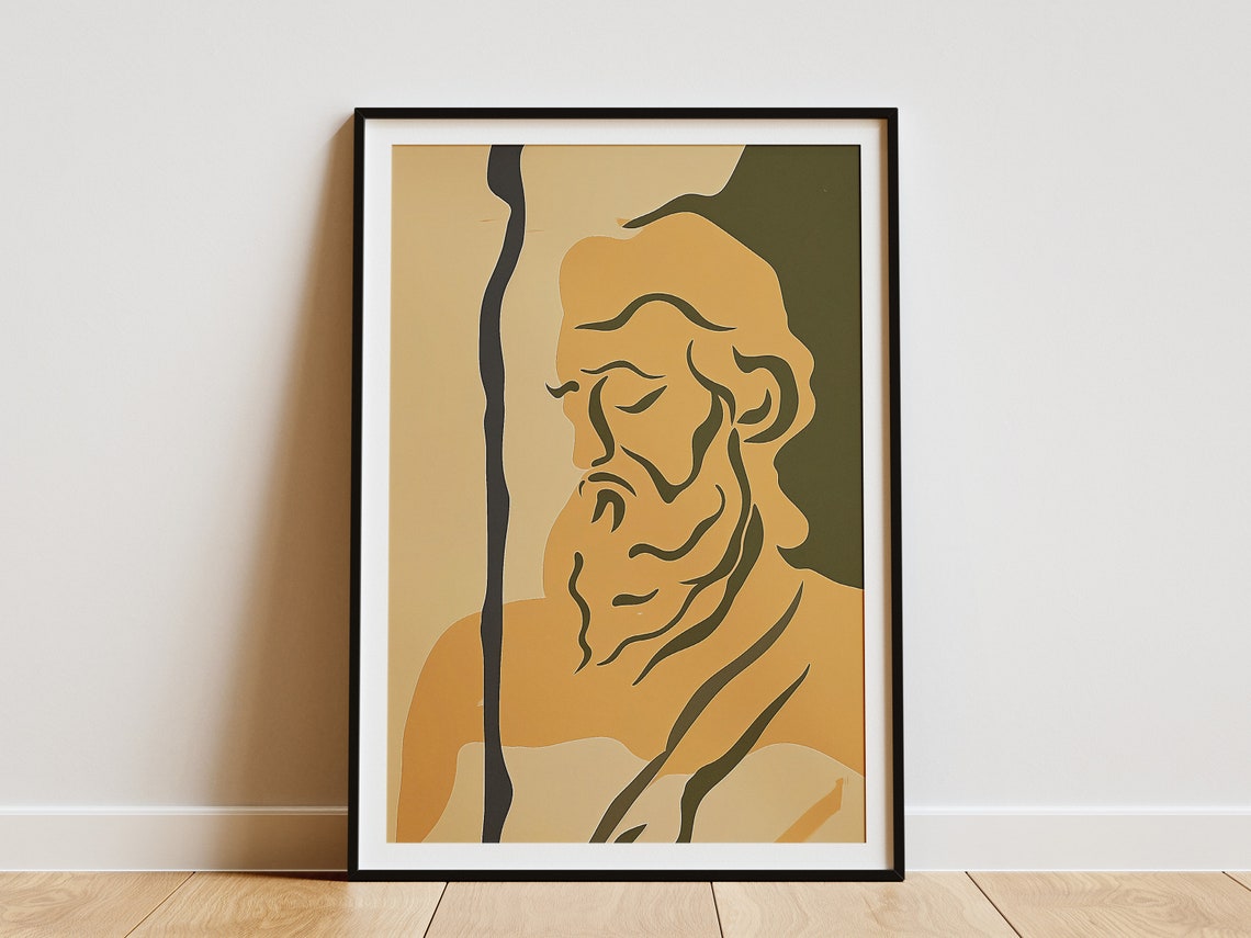 Greek God Statue Minimalist Abstract Classical Bust Art Print