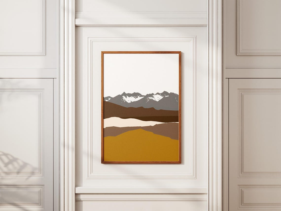 Mountain Range Print Abstract Landscape Wall Art Modern Home Decor Neutral Color Palette Poster Scandinavian Style Artwork - Image 2