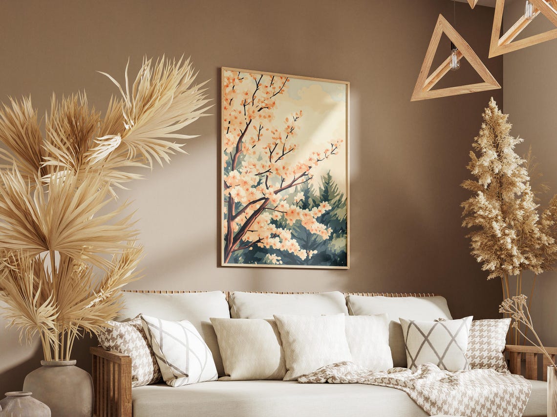 White Cherry Blossoms Against Dark Pines Spring Floral Poster - Image 3