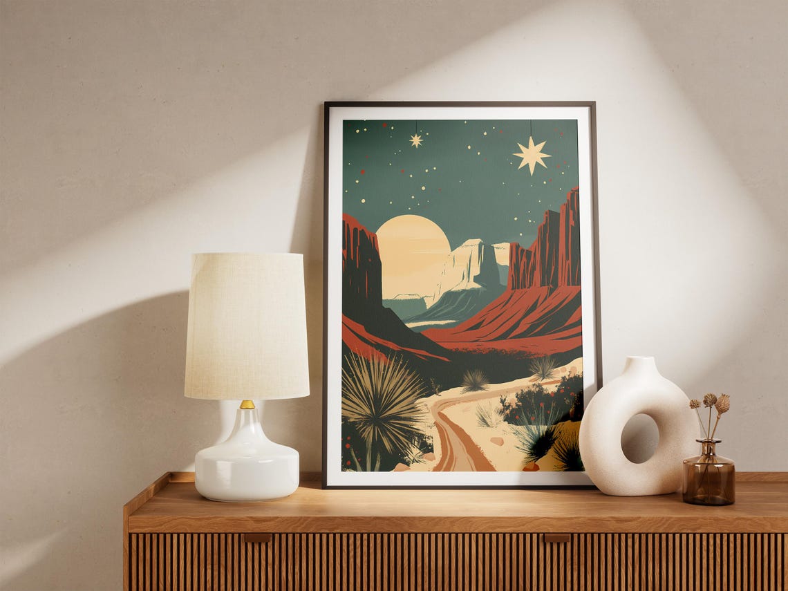 Big Bend National Park Desert Cliffs Under a Full Moon Poster - Image 5