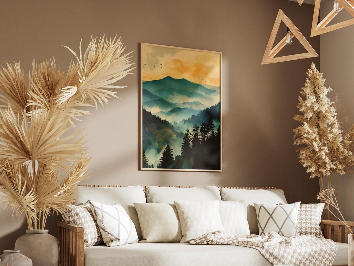 Great Smoky Mountains Tennessee Misty Ridges Sunset Nature Poster - Image 3