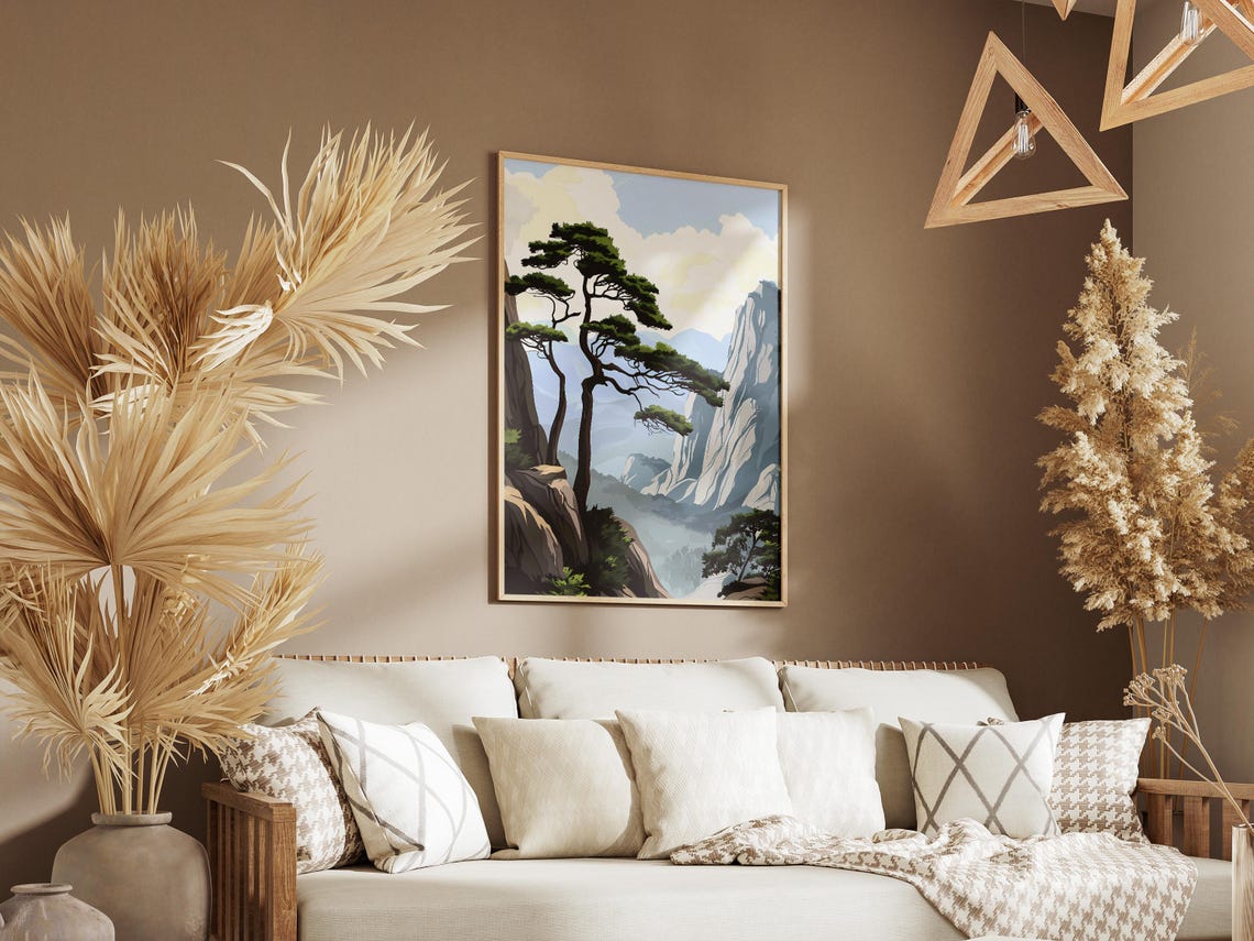 Seoraksan National Park Korea Poster Korean Mountain Landscape Print Asian Nature Art Travel Poster Korean Landscape Illustration Seoraksan - Image 3