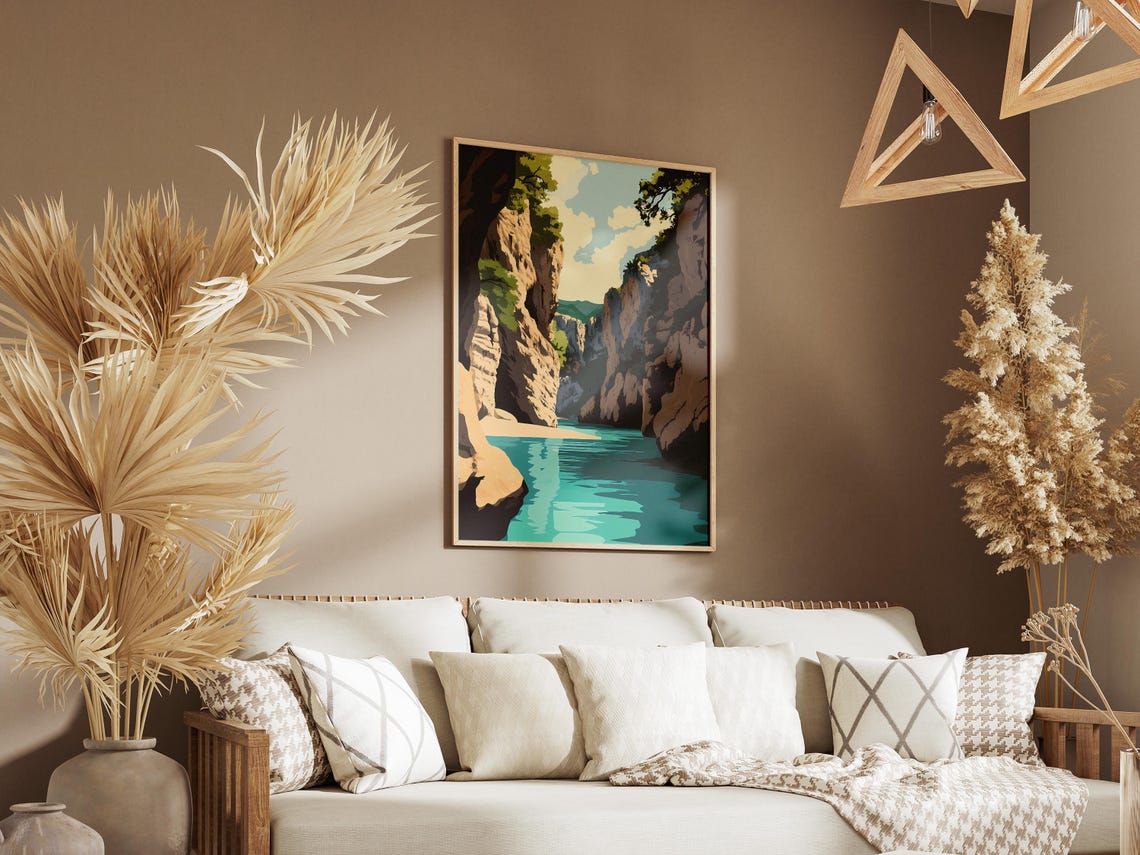 Samaria Gorge Crete Rocky Canyon Turquoise River Trail Poster - Image 3