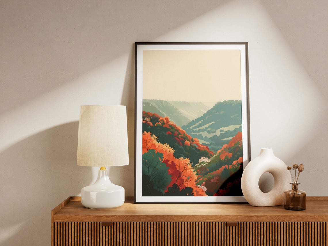 Autumn Valley Ridges Blanketed in Glowing Fall Foliage Color Poster - Image 2