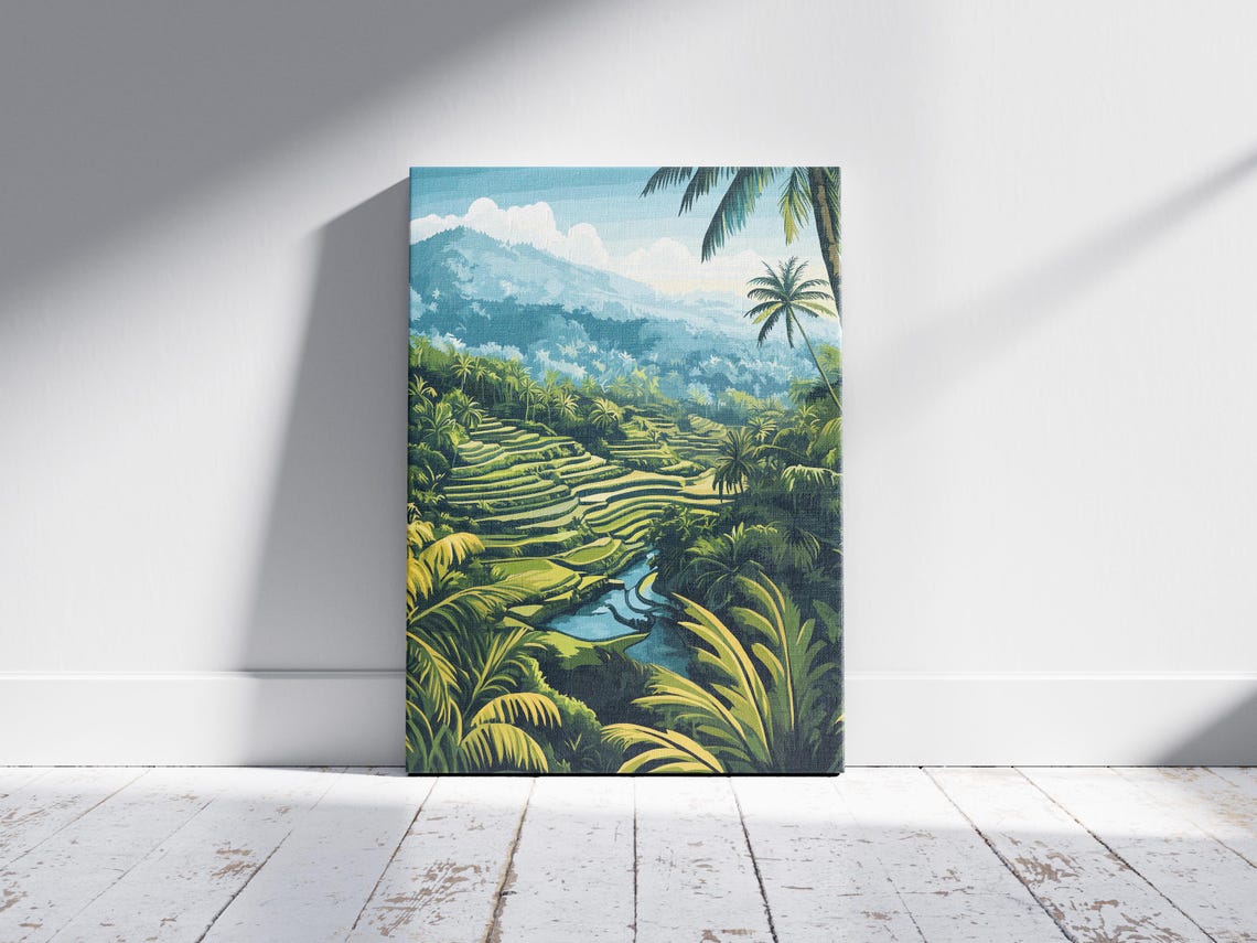 Bali Rice Terraces Lush Green Tropical Valley Landscape Poster - Image 2
