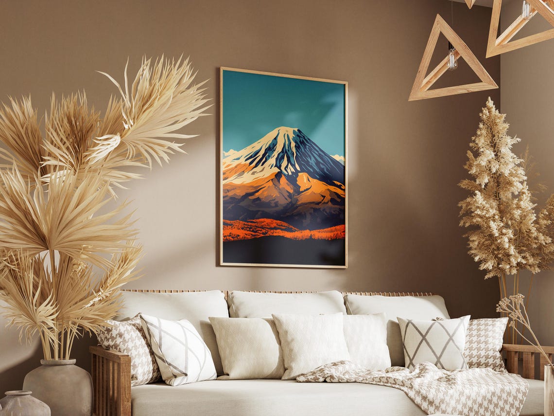 Mount Ararat Snow Capped Peak Autumn Orange Slopes Travel Poster - Image 3