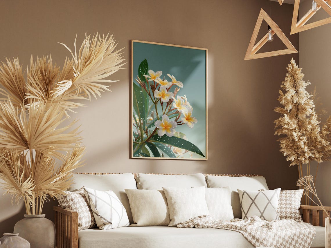 Plumeria Flower Hawaiian Decor Art Print, Tropical Botanical - Image 3