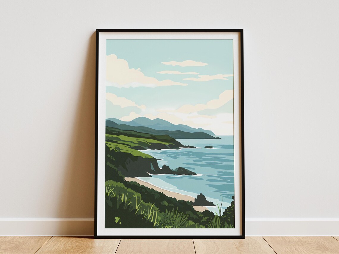 Ring Of Kerry Emerald Headlands Rocky Shoreline Travel Poster