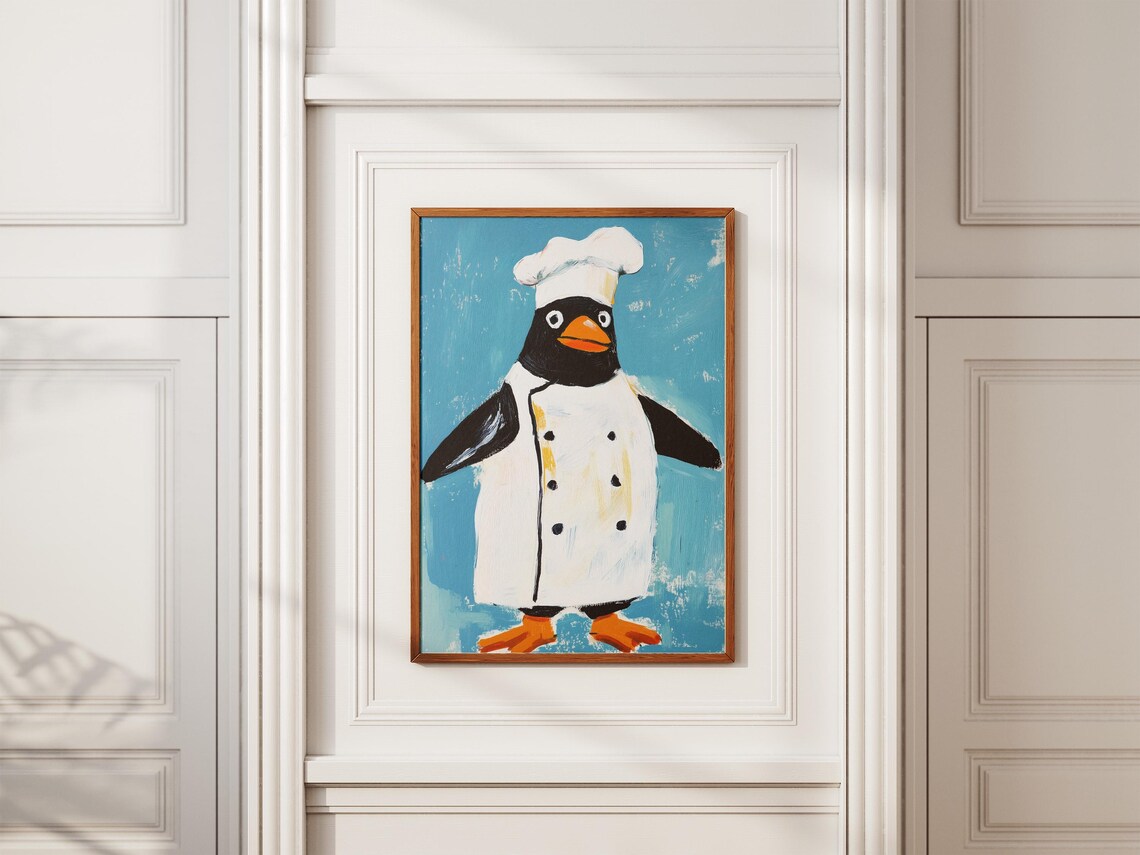 Penguin Chef Painting Funny Cute Animal Kitchen Decor Poster - Image 2
