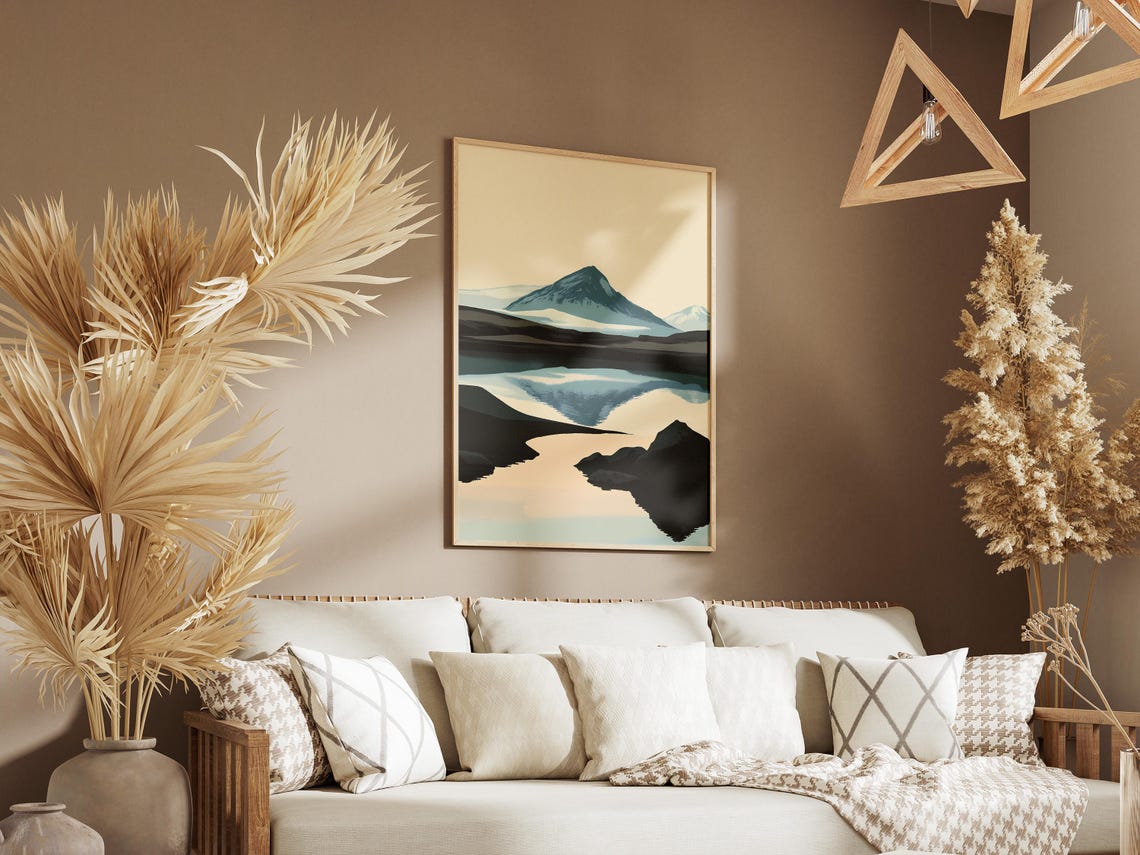 Myvatn Lake Iceland Minimalist Mountain Lake Reflection Poster - Image 3