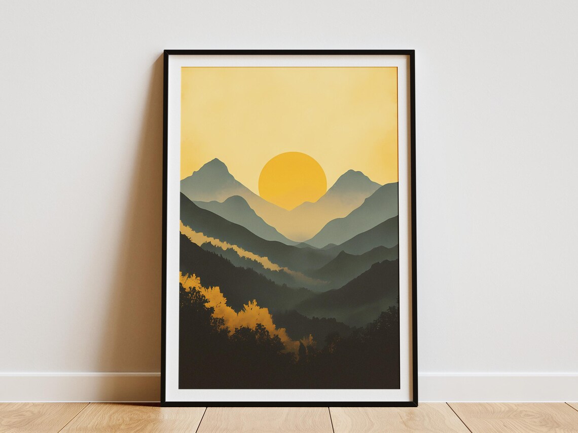 Western Ghats India Golden Sunset Layered Mountain Ridges Poster