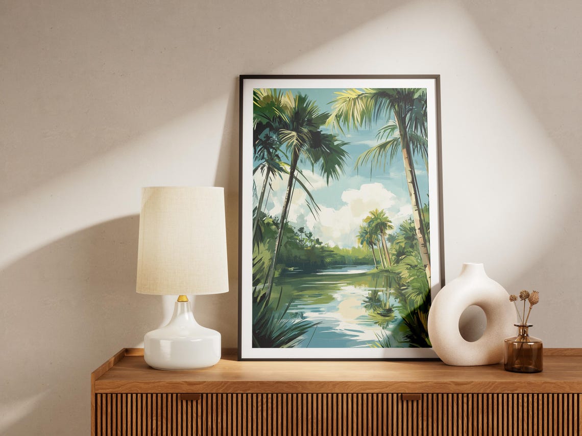 Biscayne National Park Florida Tropical River Palm Tree Art Poster - Image 4