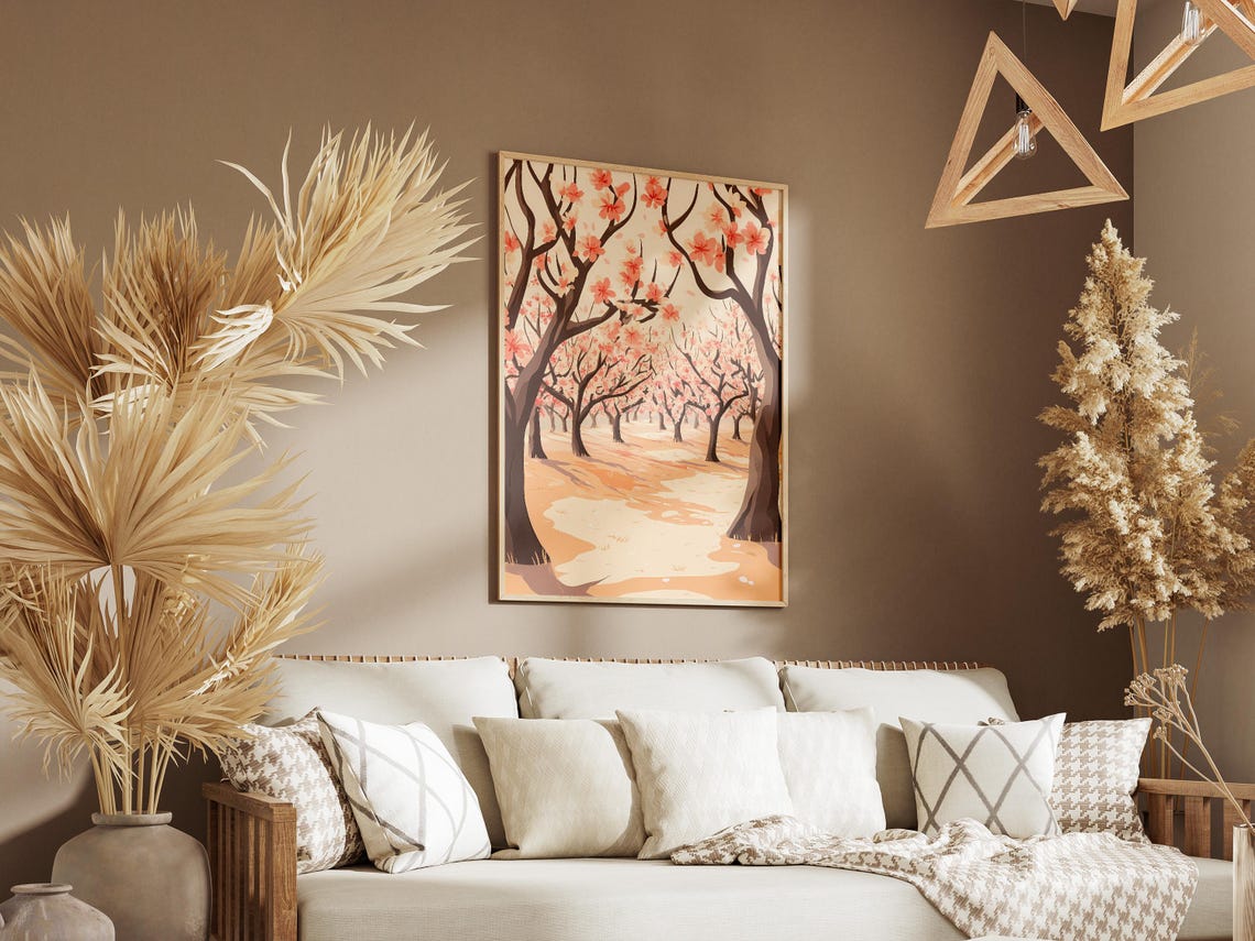 Blossoming Almond Orchard Poster With Pink Spring Flowering Trees - Image 3