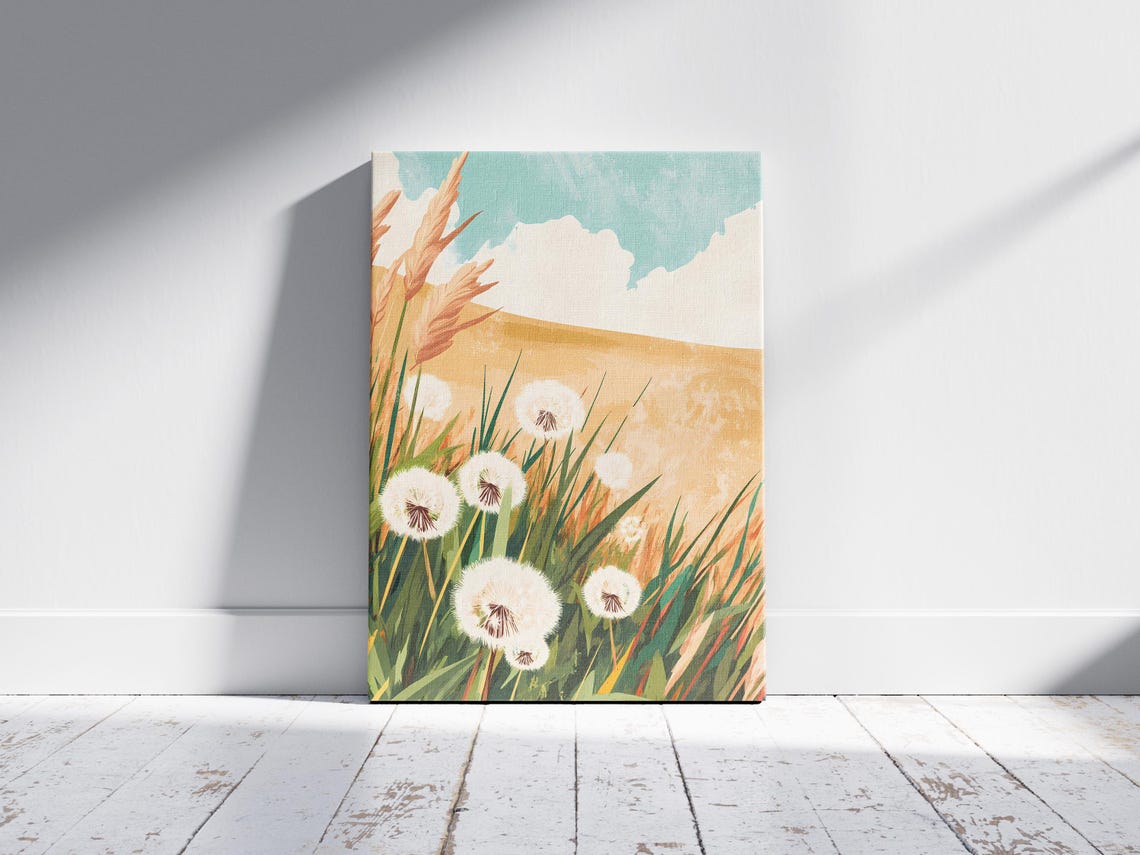 Dandelion Seed Heads Meadow Botanical Illustration Summer Art Poster - Image 2