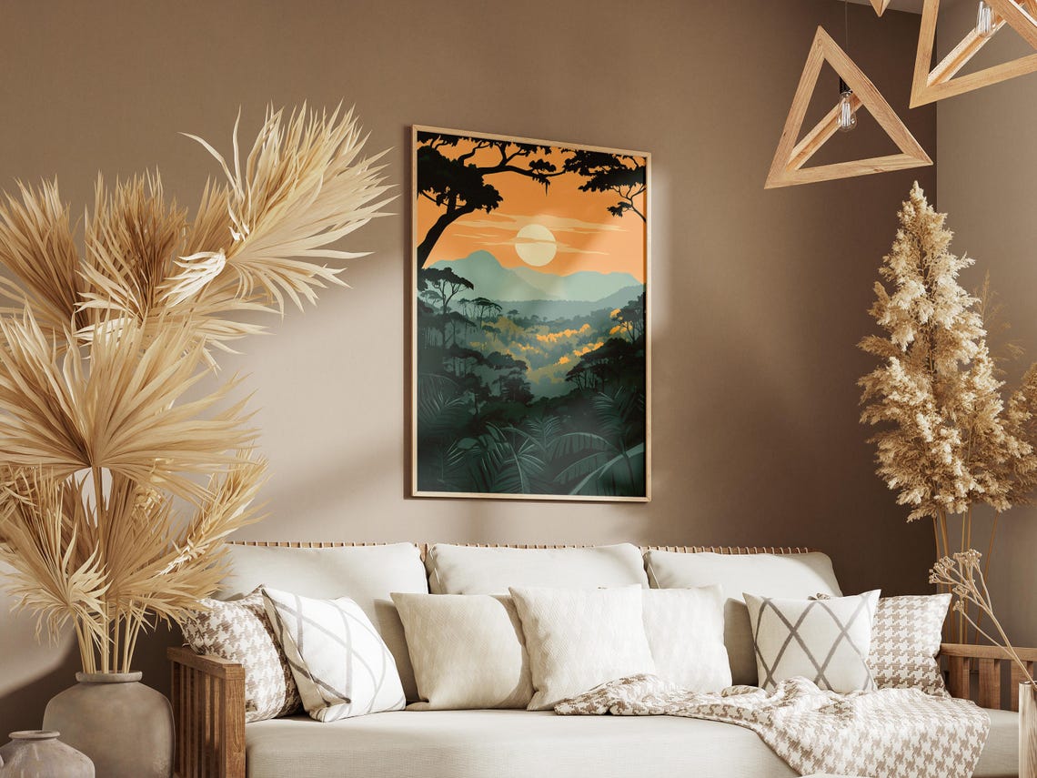 Kahuzi Biega Congo Jungle Sunset Mountains Vintage Travel Decor Poster - Image 3