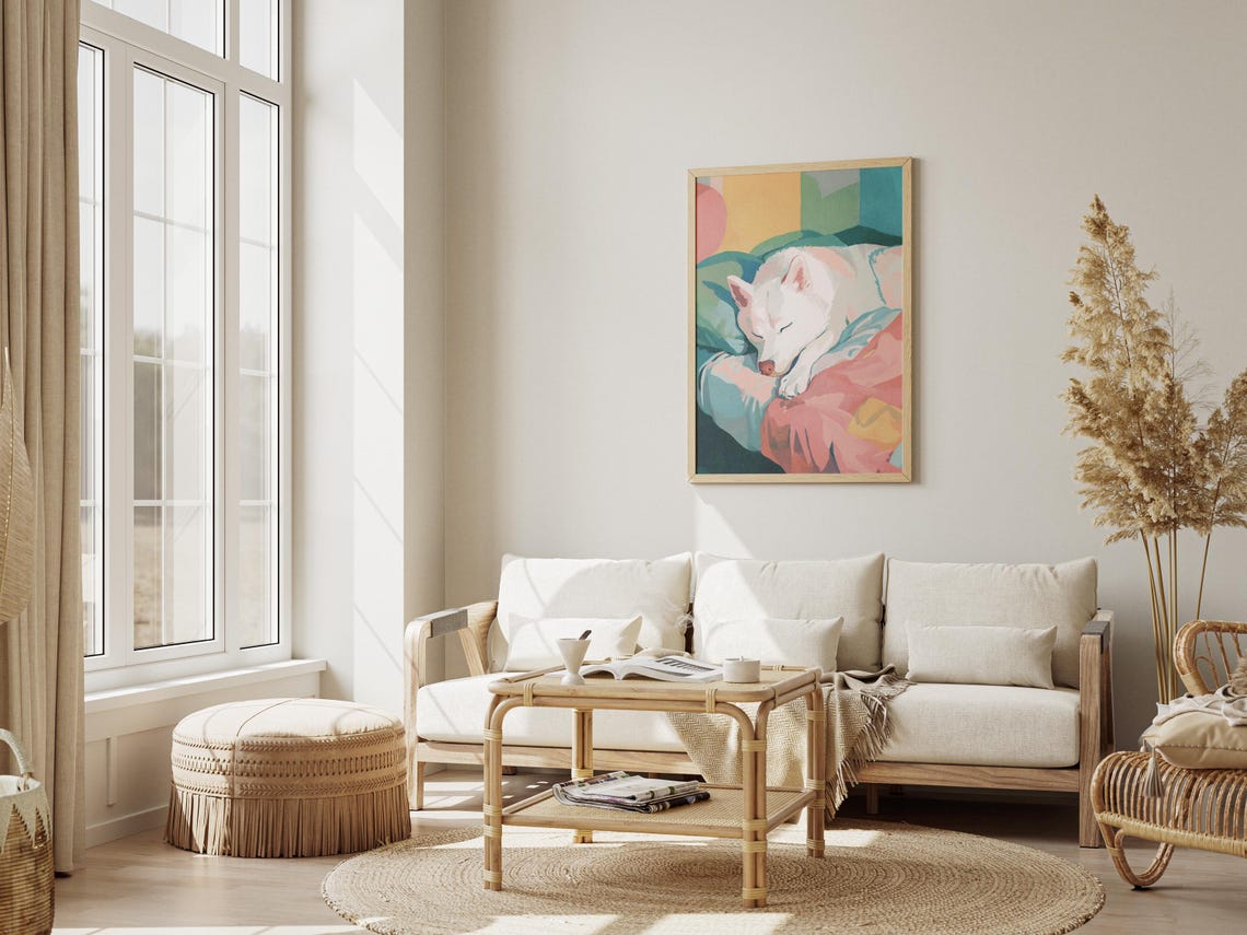 Matisse-Inspired Sleeping Husky Dog Art Print - Image 3