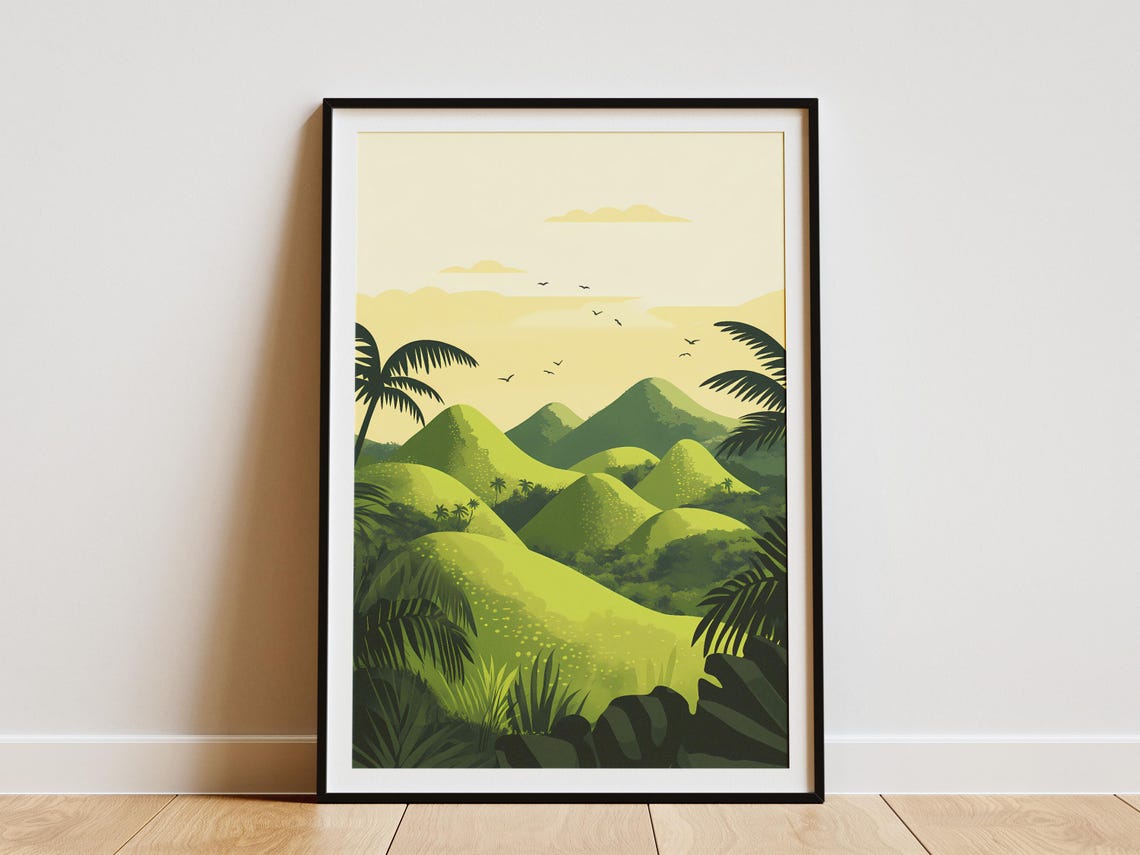 Chocolate Hills Bohol Green Mounds Tropical Landscape Poster