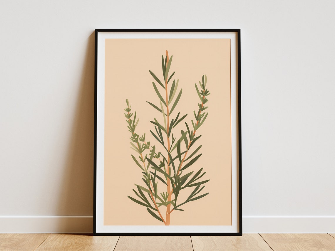 Rosemary Sprig Botanical Illustration Kitchen Herb Art Print