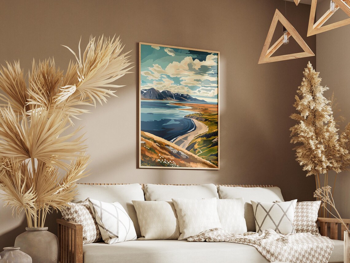 Wrangel Island Arctic Bay Aerial Coast Mountain Vista Poster - Image 3