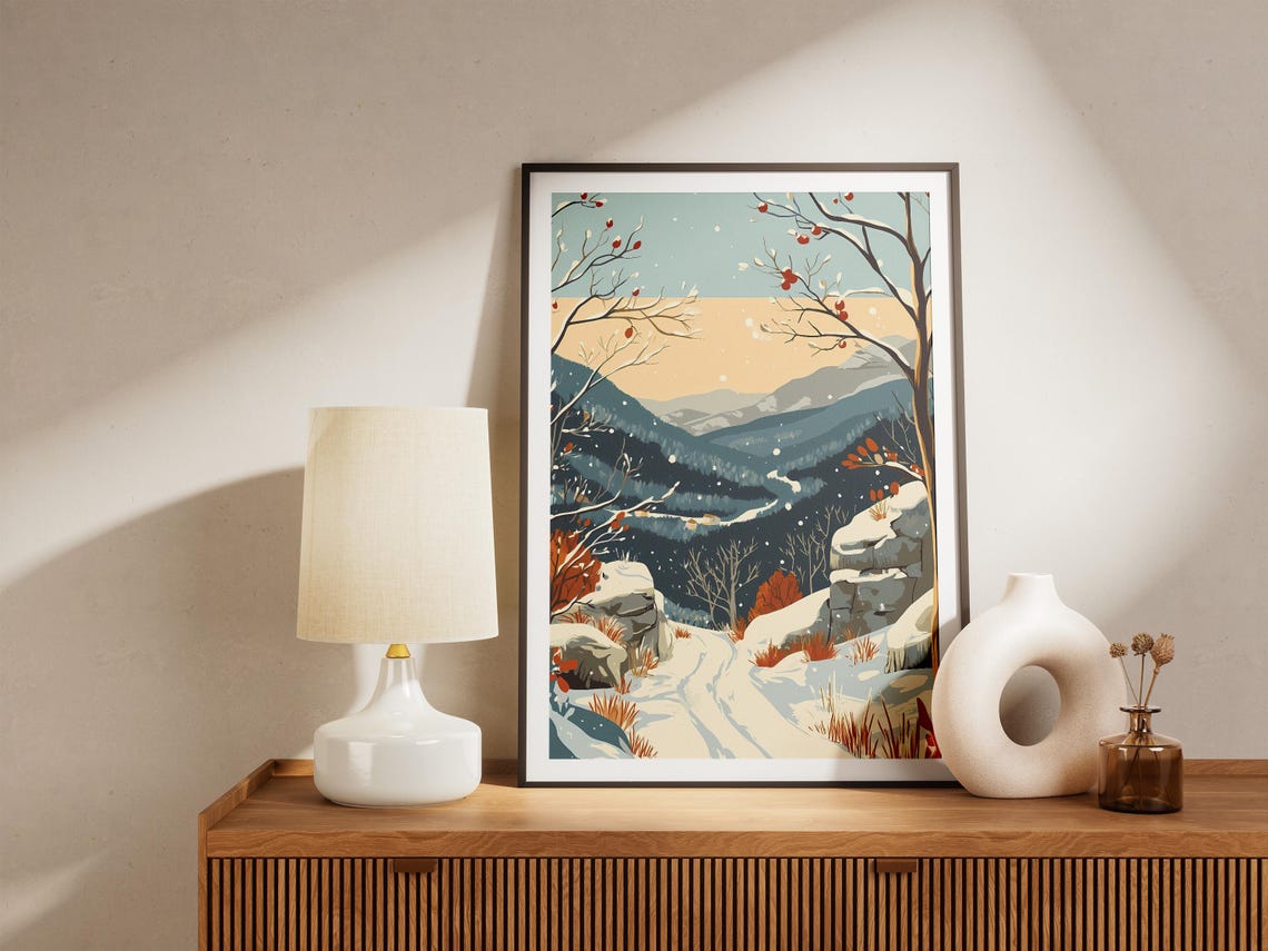 Shenandoah Winter Valley With Snowy Blue Ridges Vintage Poster - Image 5