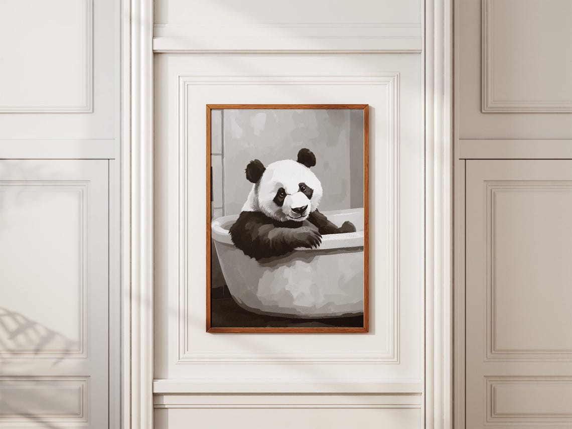 Panda In Bathtub Poster Relaxing Panda Animal Bathroom Wall Decor - Image 2