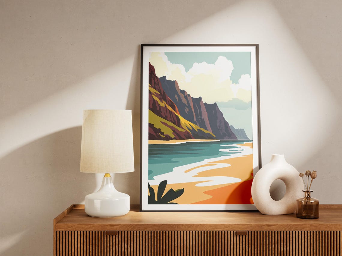 Na Pali Coast Kauai Dramatic Cliffs and Turquoise Sea Poster - Image 5