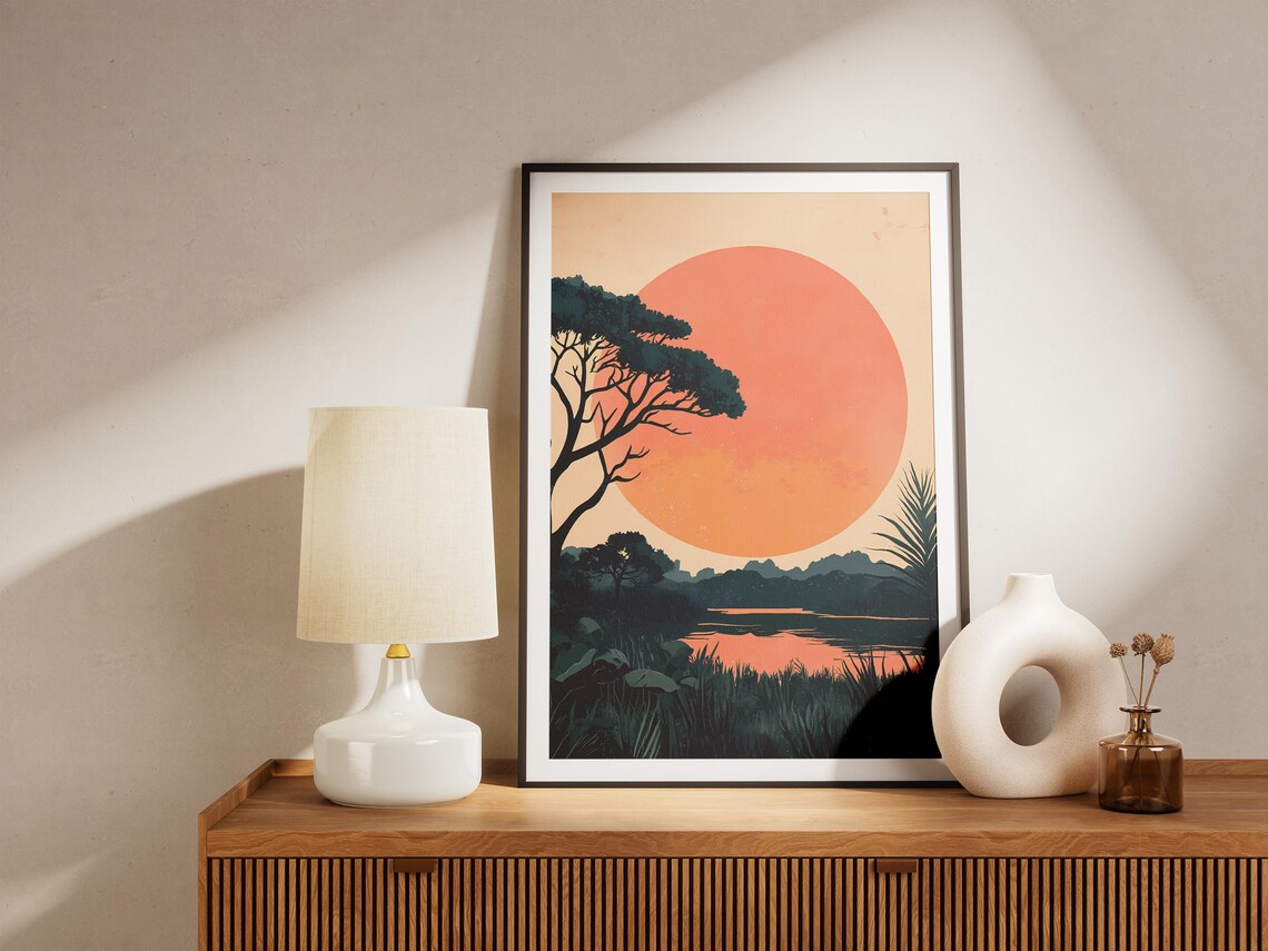 iSimangaliso Wetland Park Sunset Giant Sun South Africa Poster - Image 5