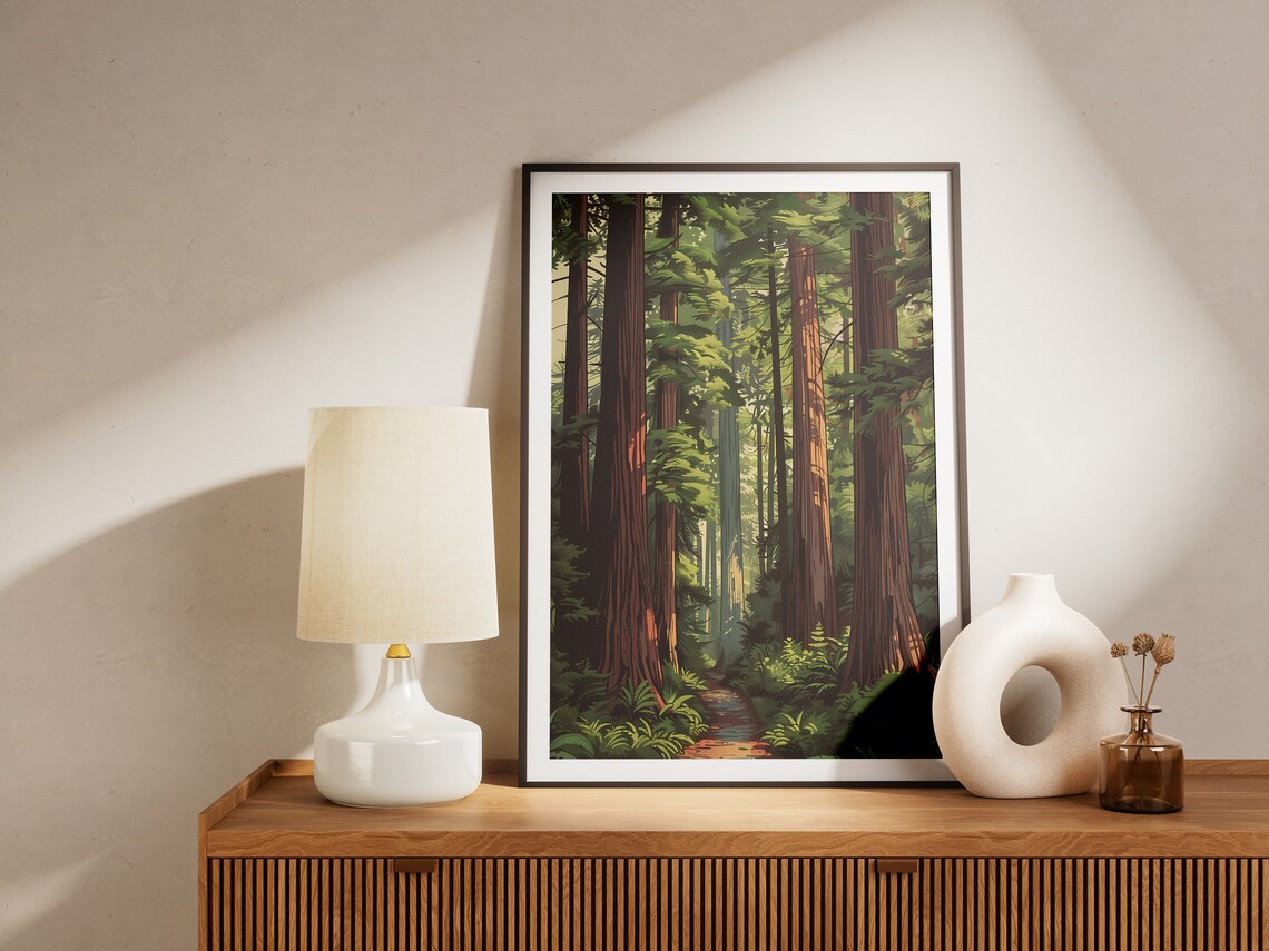 Redwood National Park Towering Forest Trail Vintage Travel Poster - Image 2