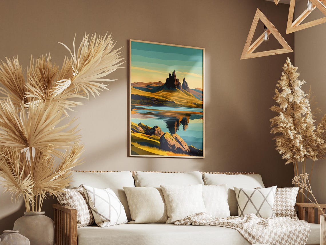 Isle of Skye Jagged Rock Pinnacle Reflection Golden Loch Poster - Image 3
