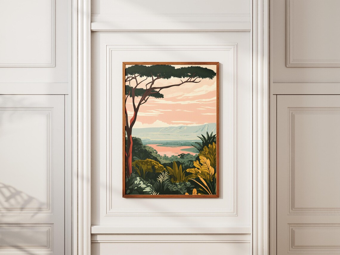 Lake Manyara Tanzania Pink Safari Sunset Vintage Travel Decor Poster - Image 2