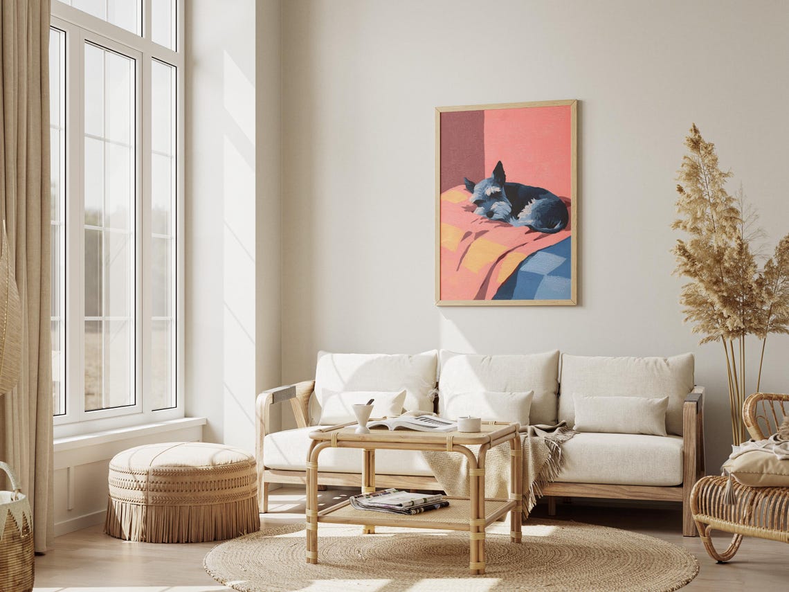 Miniature Schnauzer Sleeping Dog, Matisse Style Art Print - Image 3