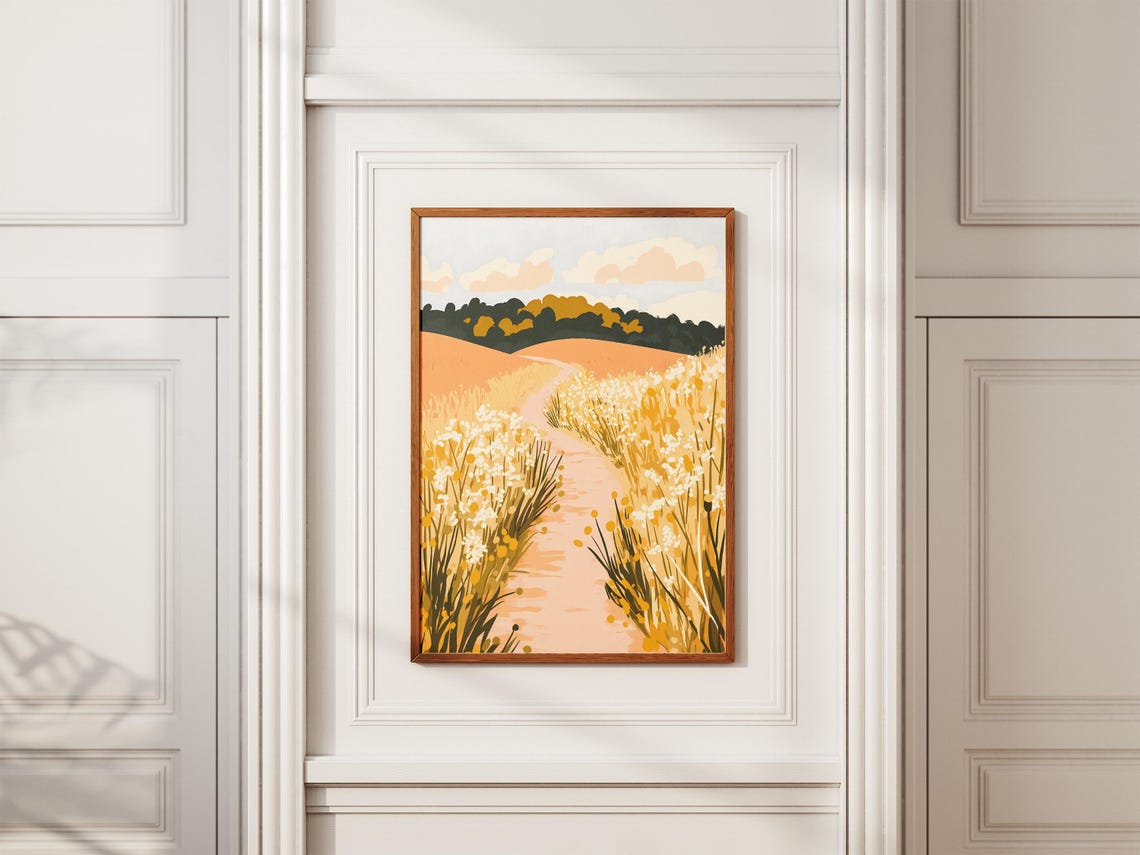 Goldenrod Path Abstract Summer Field Winding Trail Art Poster - Image 2