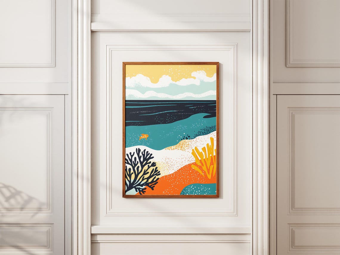 New Caledonia Barrier Reef Abstract Underwater Coral Art Poster - Image 2