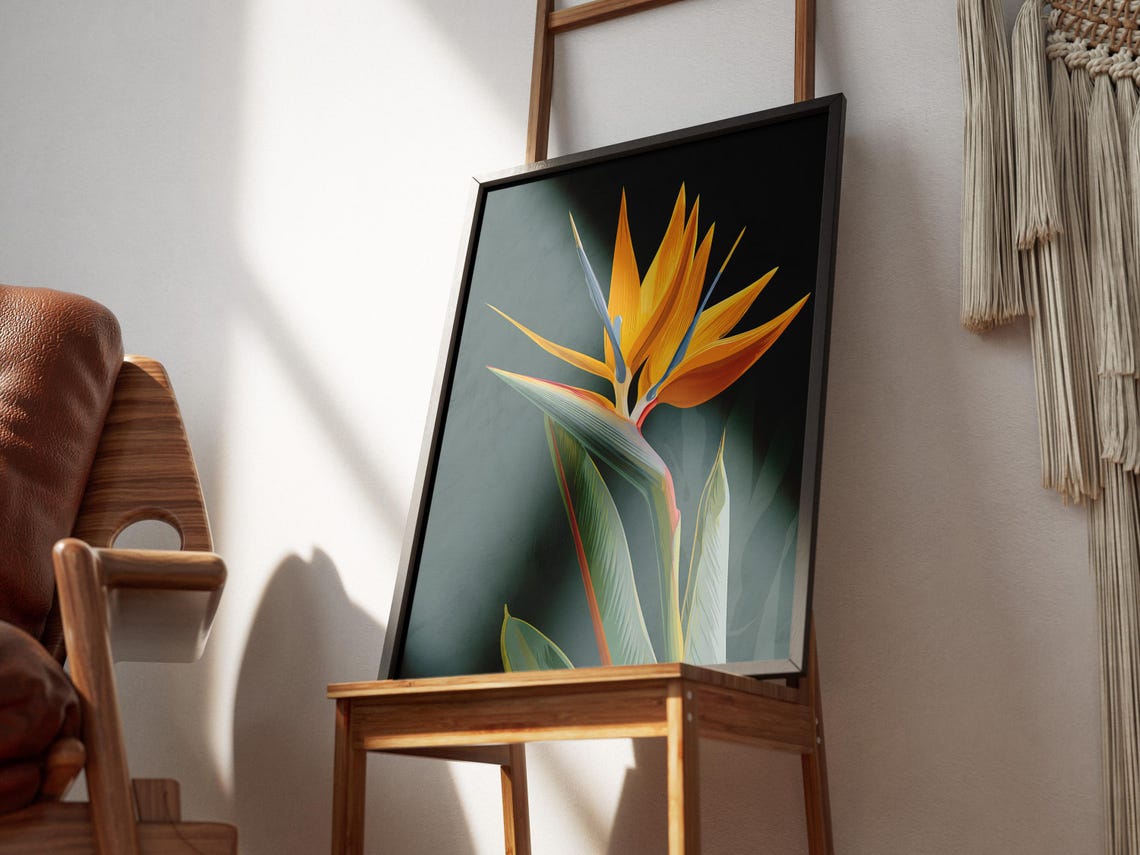 Bird Of Paradise Tropical Flower On Dark Teal Background Poster - Image 3