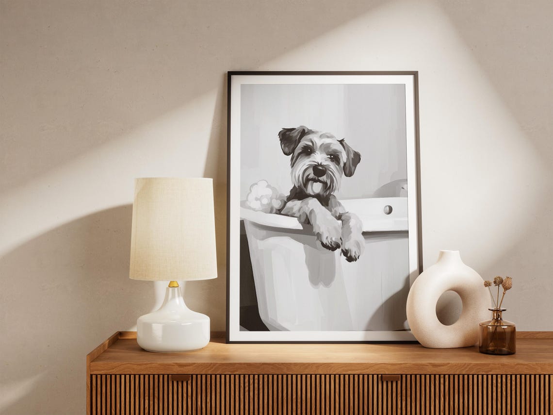 Wheaten Terrier Happy Cute Bubble Bath Minimalist Dog Poster - Image 4